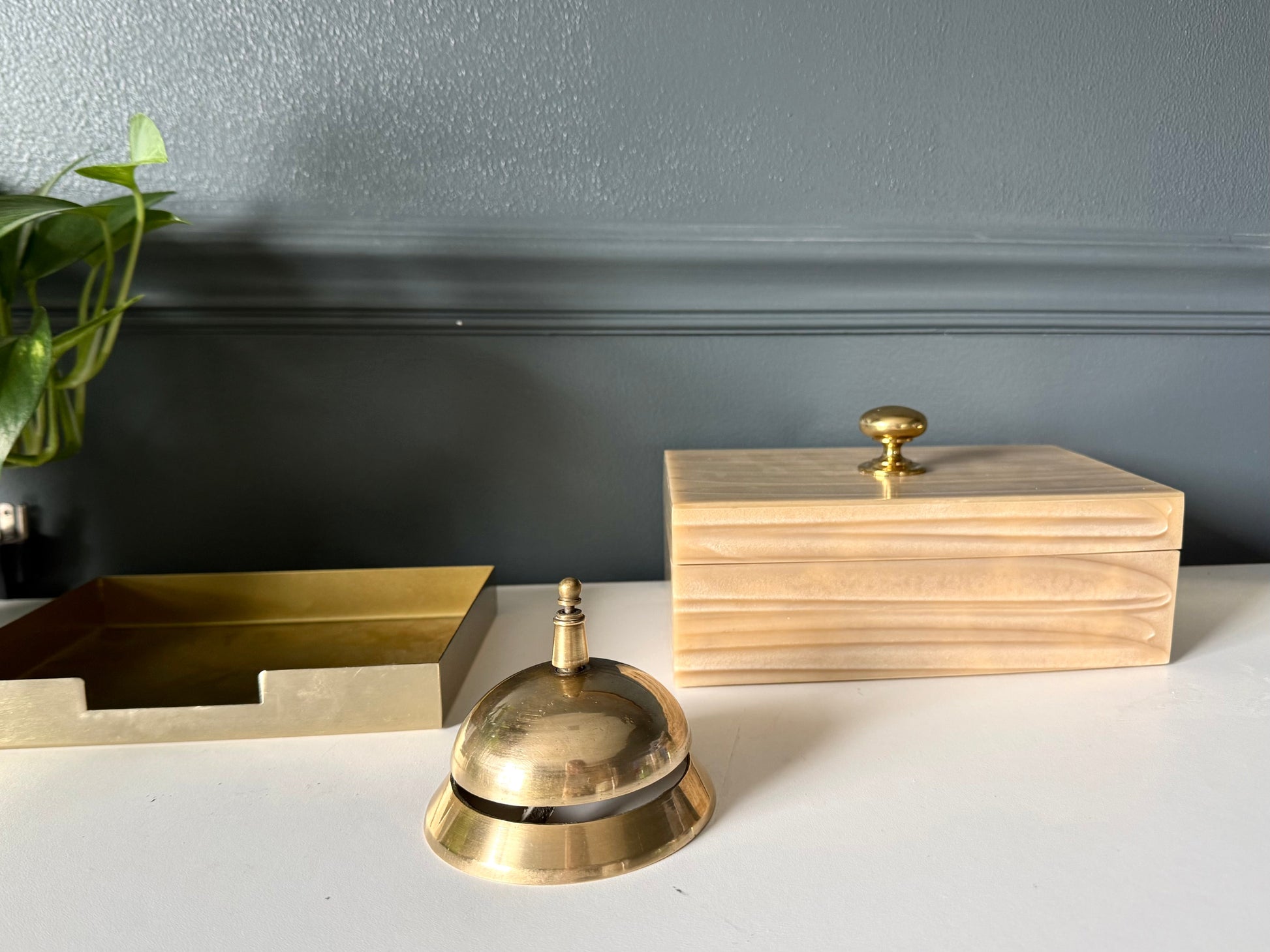 Vintage Style Polished Brass Desk Bell product image