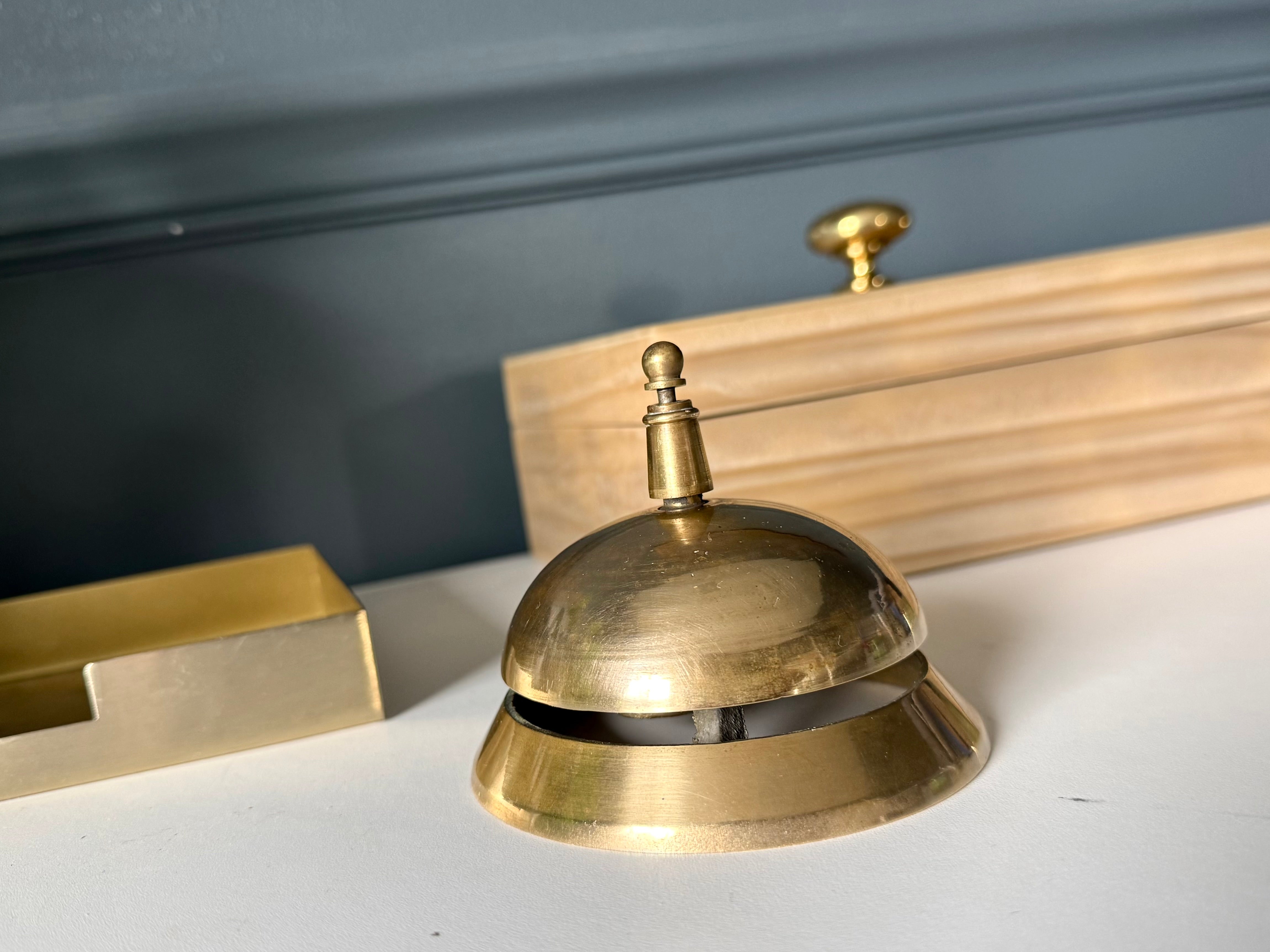 Vintage Style Polished Brass Desk Bell product image
