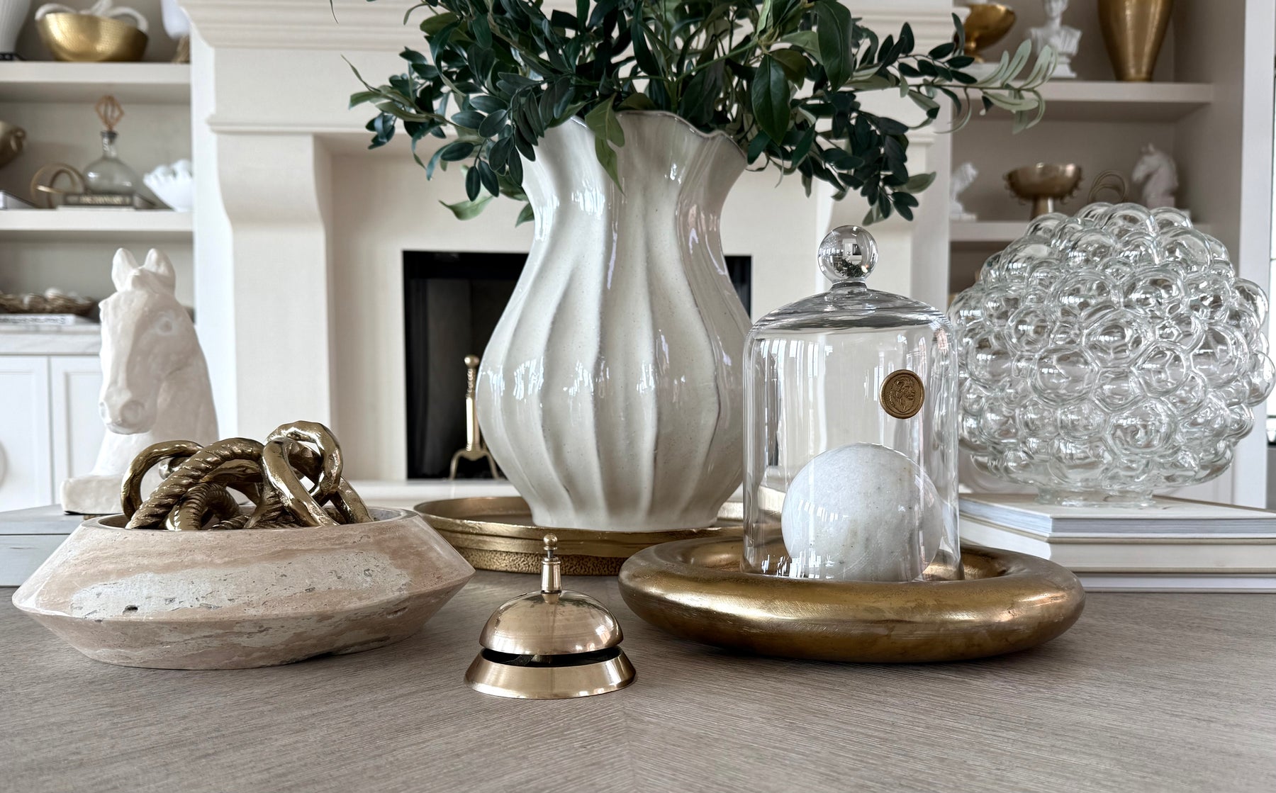 Vintage Style Polished Brass Desk Bell reference image