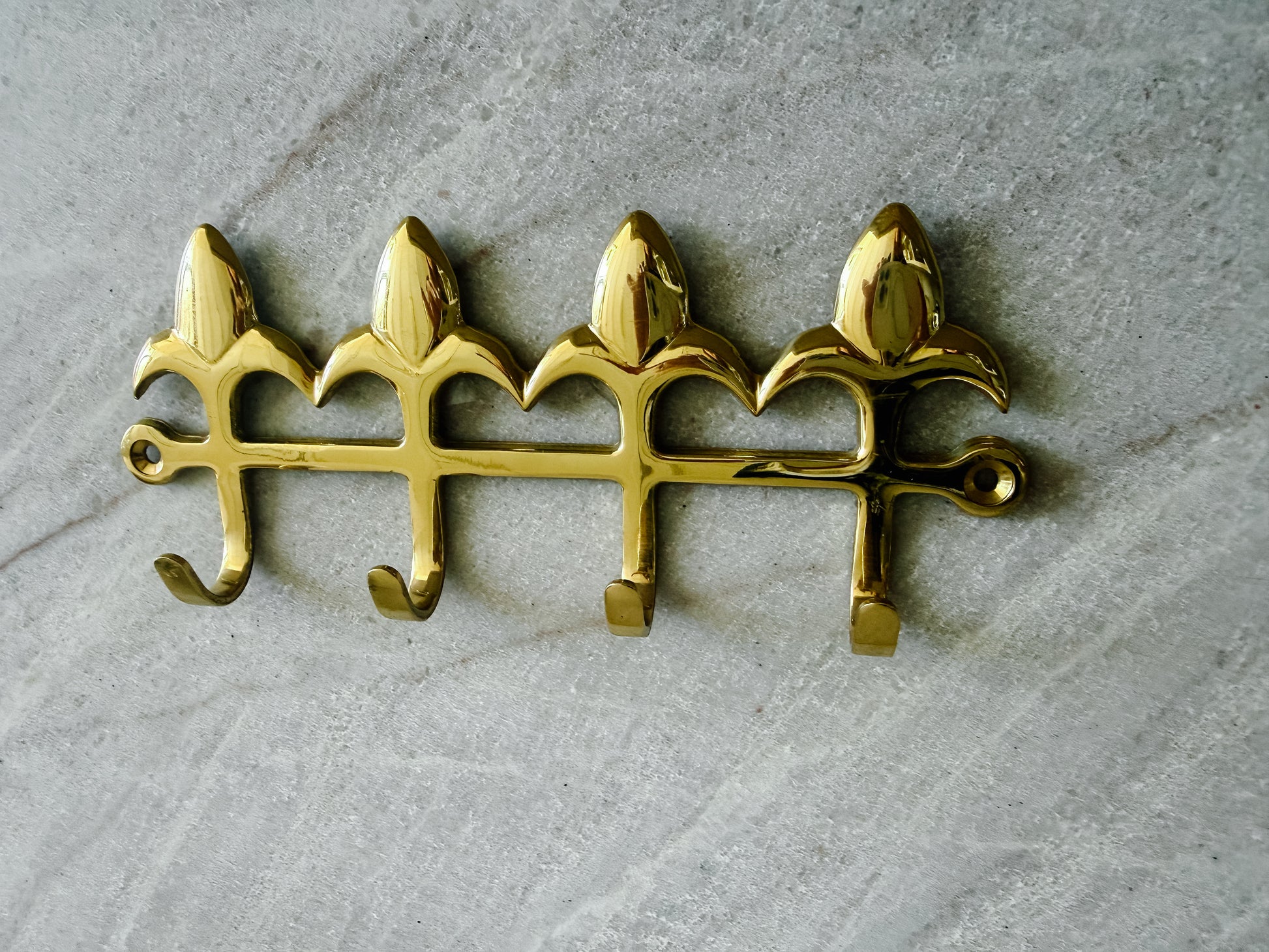 Fleur De Lis French Lilies Solid Brass 4 Hook product image