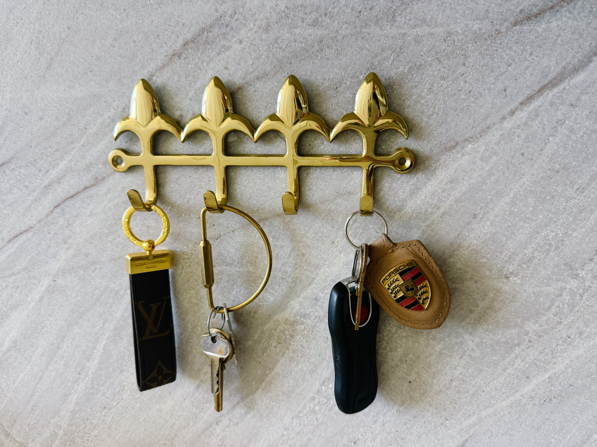 Fleur De Lis French Lilies Solid Brass 4 Hook product image
