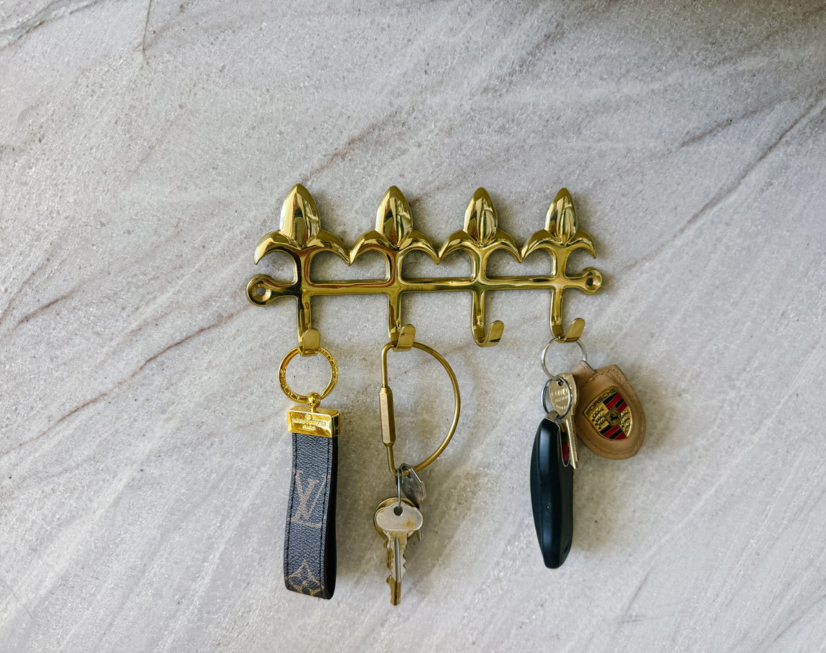 Fleur De Lis French Lilies Solid Brass 4 Hook lifestyle image