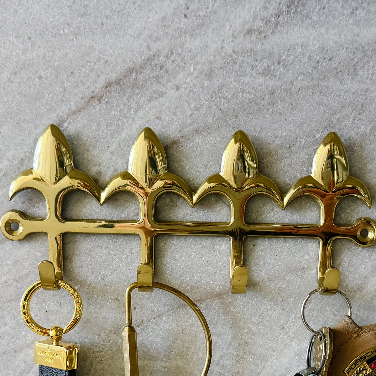 Fleur De Lis French Lilies Solid Brass 4 Hook styled in Teresa’s home
