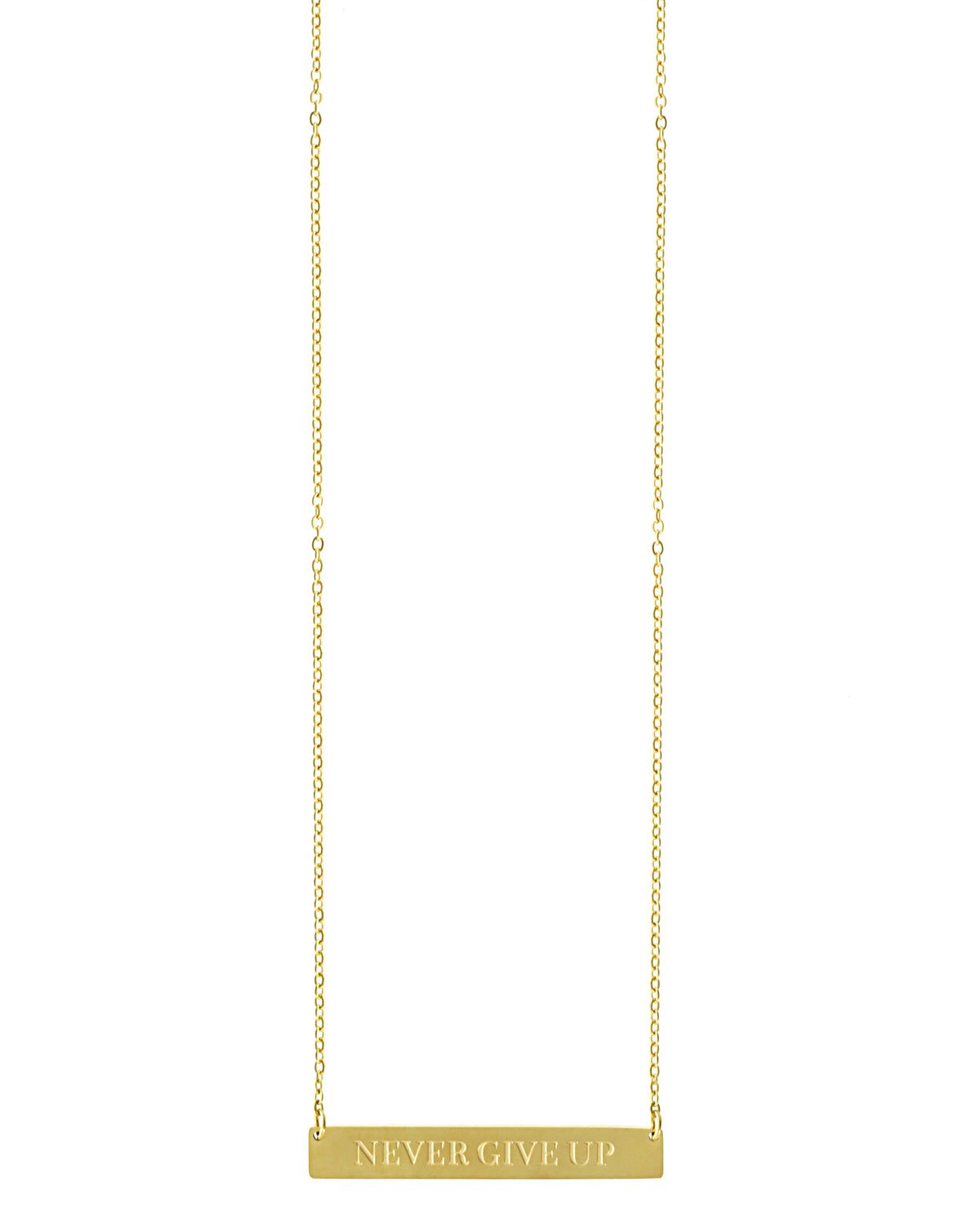 Never Give Up Bar Necklace | Gold - Teresa Collins Studio