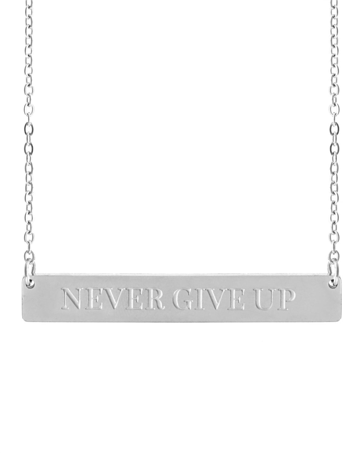 Never Give Up Bar Necklace | Silver - Teresa Collins Studio