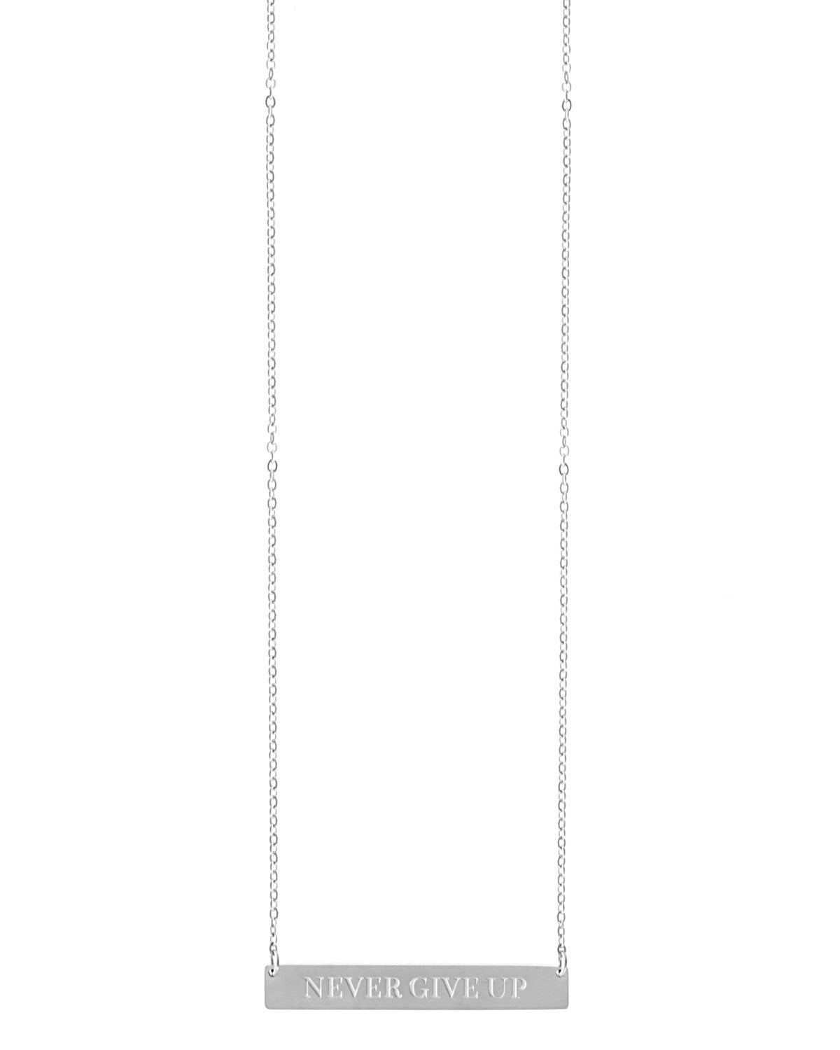 Never Give Up Bar Necklace | Silver - Teresa Collins Studio